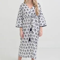 Pomegranate Inc Agra Bloom Indigo Long Caftan Coverup Best