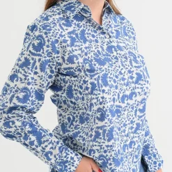 Pomegranate Inc Amaranth Blue Button Down Blouse Sale