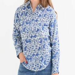 Pomegranate Inc Amaranth Blue Button Down Blouse Sale