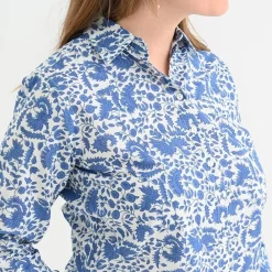 Pomegranate Inc Amaranth Blue Button Down Blouse Sale