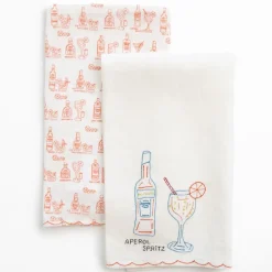 Pomegranate Inc Aperol Spritz Linen Tea Towels