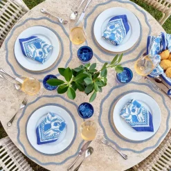 Pomegranate Inc Blue Scalloped Edge Natural Fiber Placemats | Set 4 Best