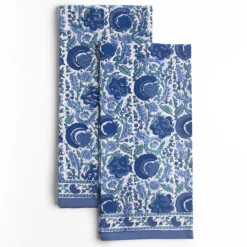 Pomegranate Inc Bohemian Floral Azure Blue & Aqua Tea Towels