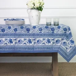 Pomegranate Inc Bohemian Floral Azure Blue & Aqua Tablecloth Clearance