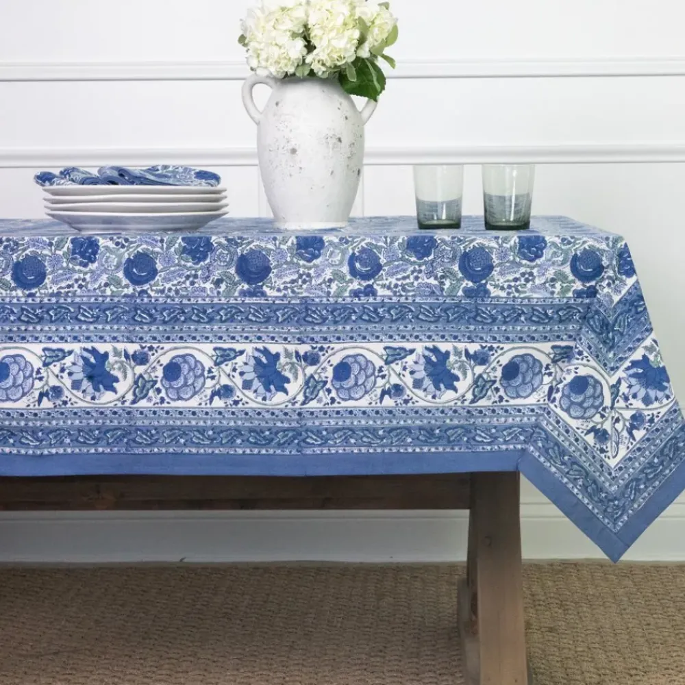 Pomegranate Inc Bohemian Floral Azure Blue & Aqua Tablecloth Clearance