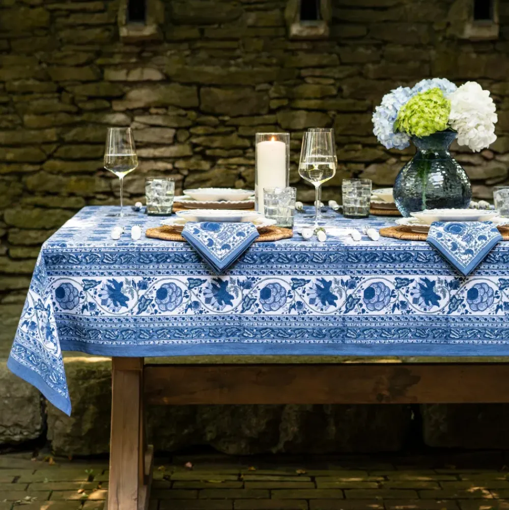 Pomegranate Inc Bohemian Floral Azure Blue & Aqua Tablecloth Clearance