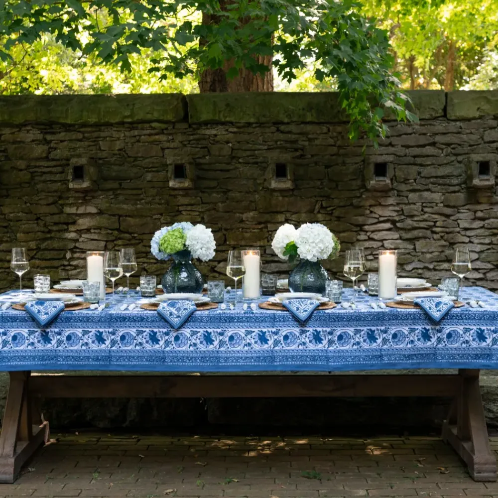 Pomegranate Inc Bohemian Floral Azure Blue & Aqua Tablecloth Clearance