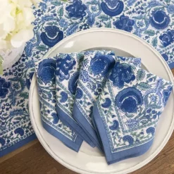 Pomegranate Inc Bohemian Floral Azure Blue & Aqua Napkin | Set of 4 Discount