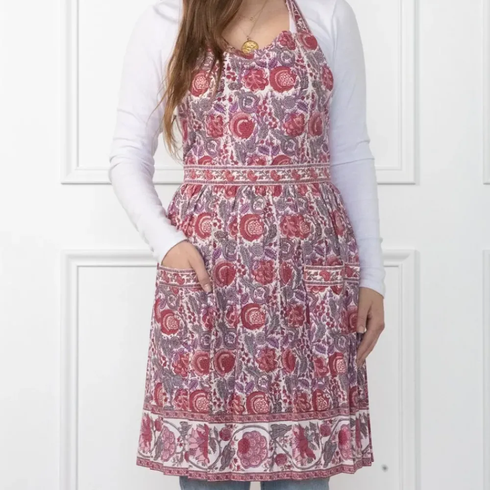 Pomegranate Inc Bohemian Floral Dusty Rose Apron Outlet