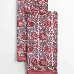 Pomegranate Inc Bohemian Floral Dusty Rose Tea Towels Outlet