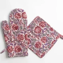 Pomegranate Inc Bohemian Floral Dusty Rose Oven Mitt Set Best