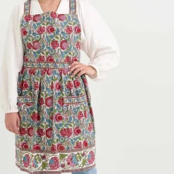 Pomegranate Inc Bohemian Floral Turquoise & Cranberry Apron New