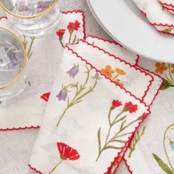 Pomegranate Inc Botanical Garden Linen Cocktail Napkin | Set of 4