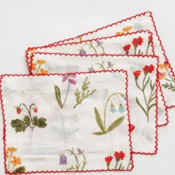 Pomegranate Inc Botanical Garden Linen Cocktail Napkin | Set of 4
