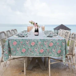 Pomegranate Inc Butterfly Garden Aqua & Rose Tablecloth Online