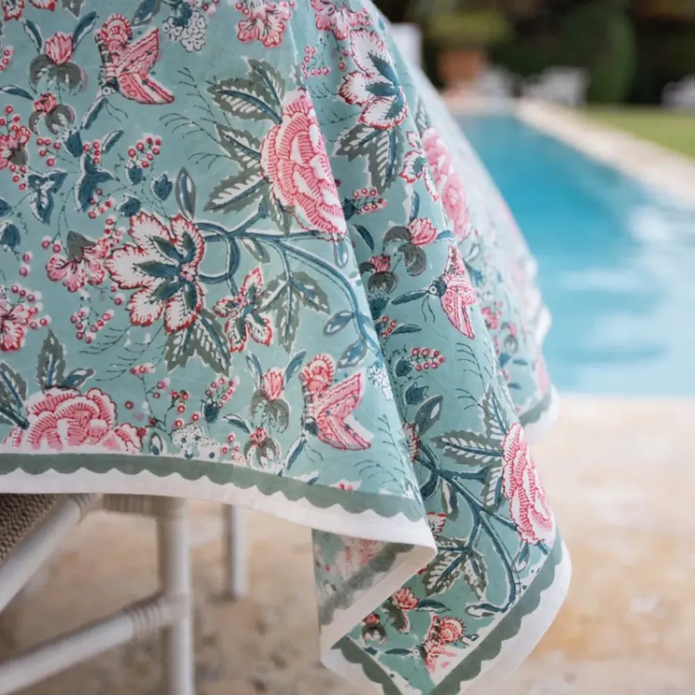 Pomegranate Inc Butterfly Garden Aqua & Rose Tablecloth Online