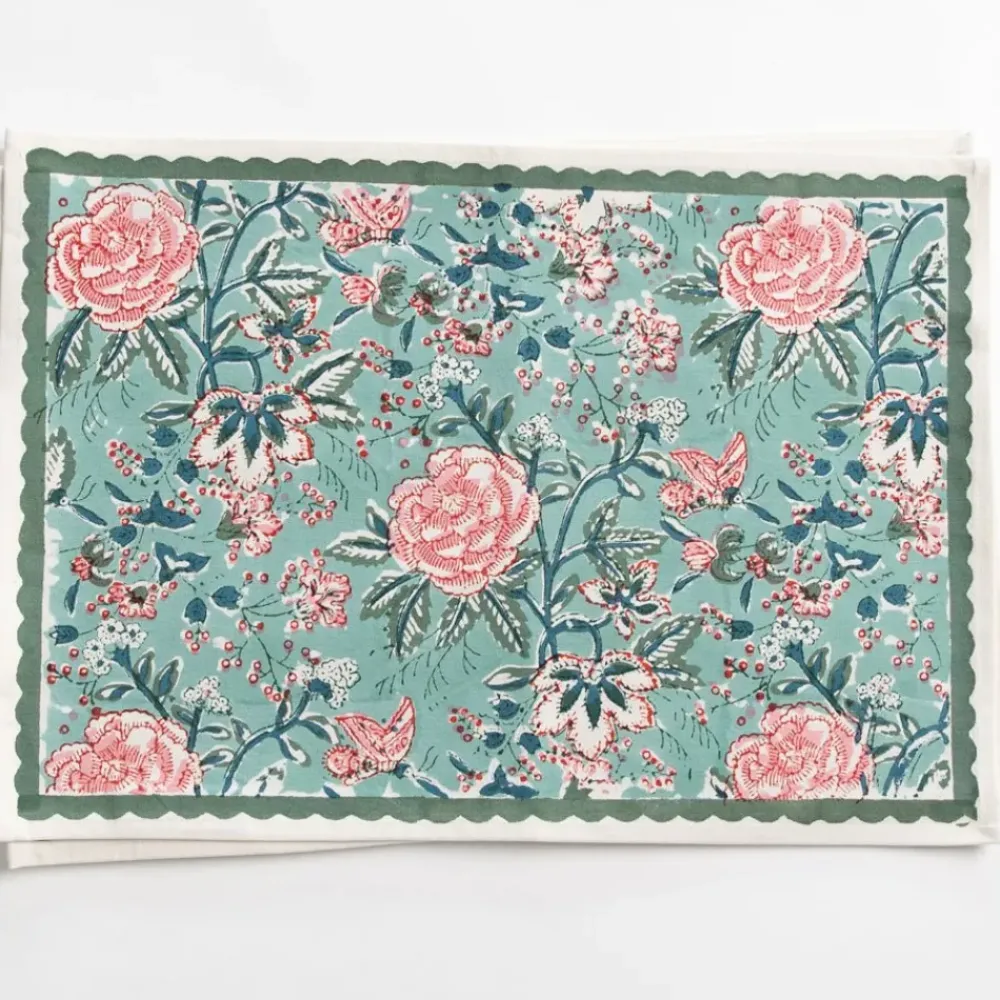 Pomegranate Inc Butterfly Garden Aqua & Rose Placemat | Set of 4 Hot