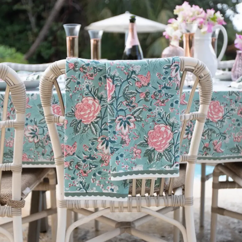 Pomegranate Inc Butterfly Garden Aqua & Rose Tea Towels Discount