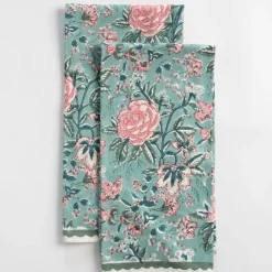 Pomegranate Inc Butterfly Garden Aqua & Rose Tea Towels Discount