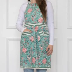 Pomegranate Inc Butterfly Garden Aqua & Rose Apron Discount