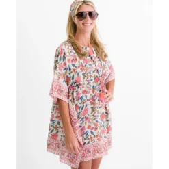 Pomegranate Inc Cabana Garden Drawstring Beach Coverup New