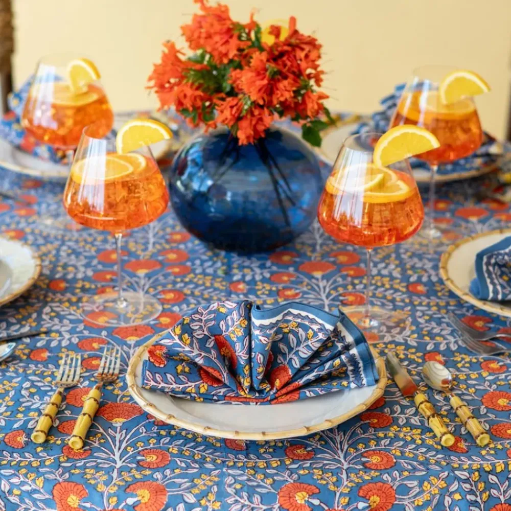 Pomegranate Inc Cactus Flower Blue & Poppy Napkin | Set of 4 Best