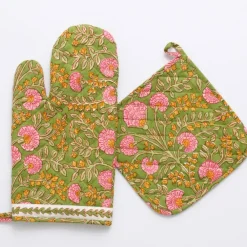 Pomegranate Inc Cactus Flower Fern & Flamingo Oven Mitt Set Online