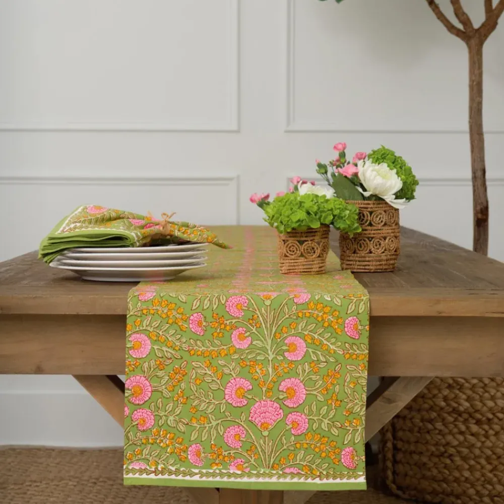 Pomegranate Inc Cactus Flower Fern & Flamingo Table Runner New