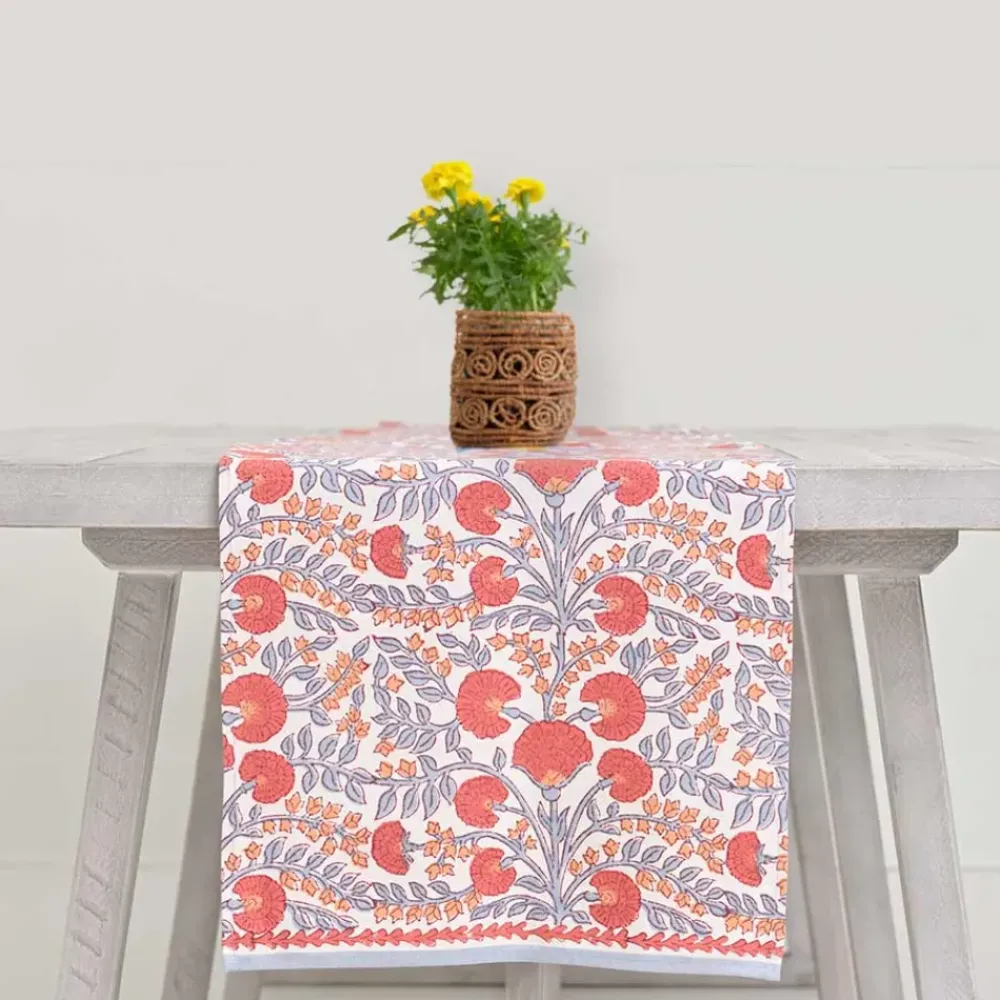 Pomegranate Inc Cactus Flower Ivory Table Runner Discount