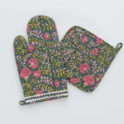 Pomegranate Inc Cactus Flower Jade Oven Mitt Set