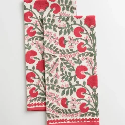 Pomegranate Inc Cactus Flower Scarlet & Rose Tea Towels Best