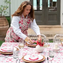 Pomegranate Inc Cactus Flower Scarlet & Rose Apron Discount