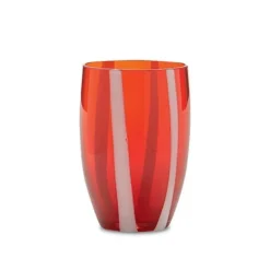 Pomegranate Inc Candy Striped Drinking Glass- Cranberry Red Best