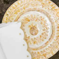 Pomegranate Inc Capiz Shell Pomegranate Charger Marigold | Set of 4 New