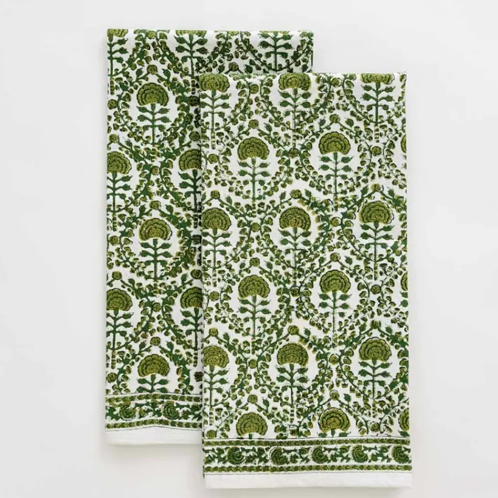 Pomegranate Inc Caroline Green Tea Towel | Set of 2 New