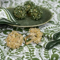 Pomegranate Inc Champagne Bouquet Beaded Napkin Ring | Set of 4 Online