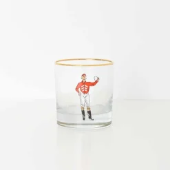 Pomegranate Inc Classic Jockey Silks Bourbon Glass Mixed Set of 4 New