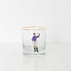 Pomegranate Inc Classic Jockey Silks Bourbon Glass Mixed Set of 4 New
