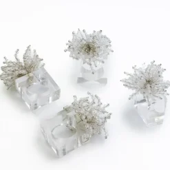 Pomegranate Inc Clear Acrylic Beaded Napkin Ring | Set of 4 Hot