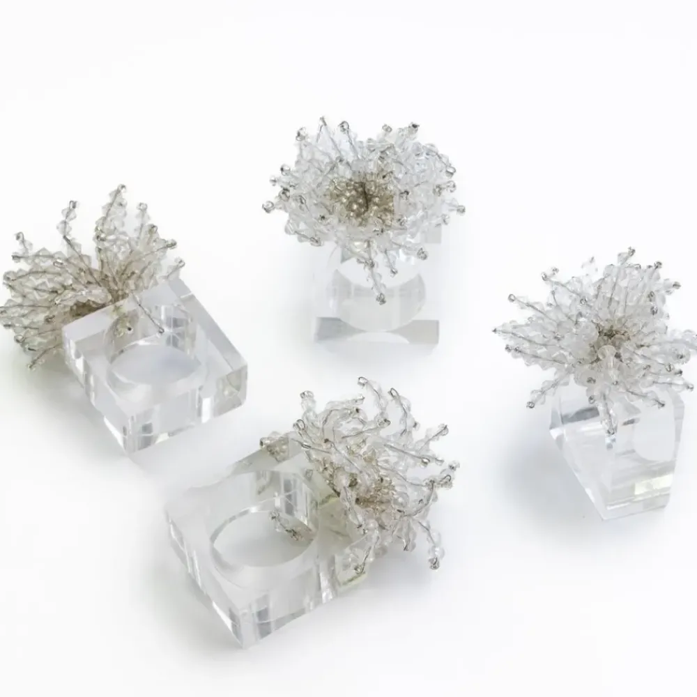 Pomegranate Inc Clear Acrylic Beaded Napkin Ring | Set of 4 Hot