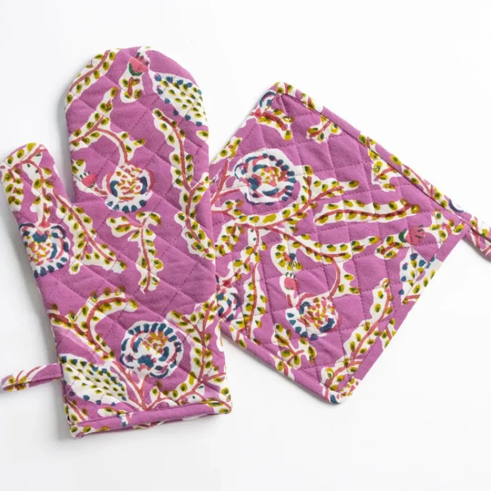 Pomegranate Inc Climbing Dahlia Lilac Oven Mitt Set Online