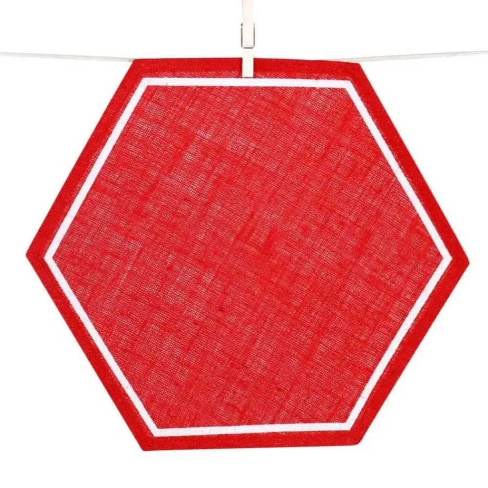 Pomegranate Inc Coral Red Natural fiber placemat Clearance