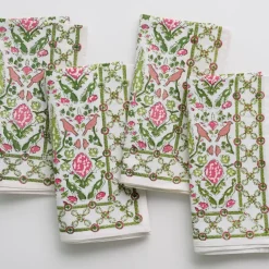 Pomegranate Inc Dove & Cypress Pink & Green Napkin | Set of 4 Online