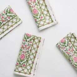 Pomegranate Inc Dove & Cypress Pink & Green Napkin | Set of 4 Online