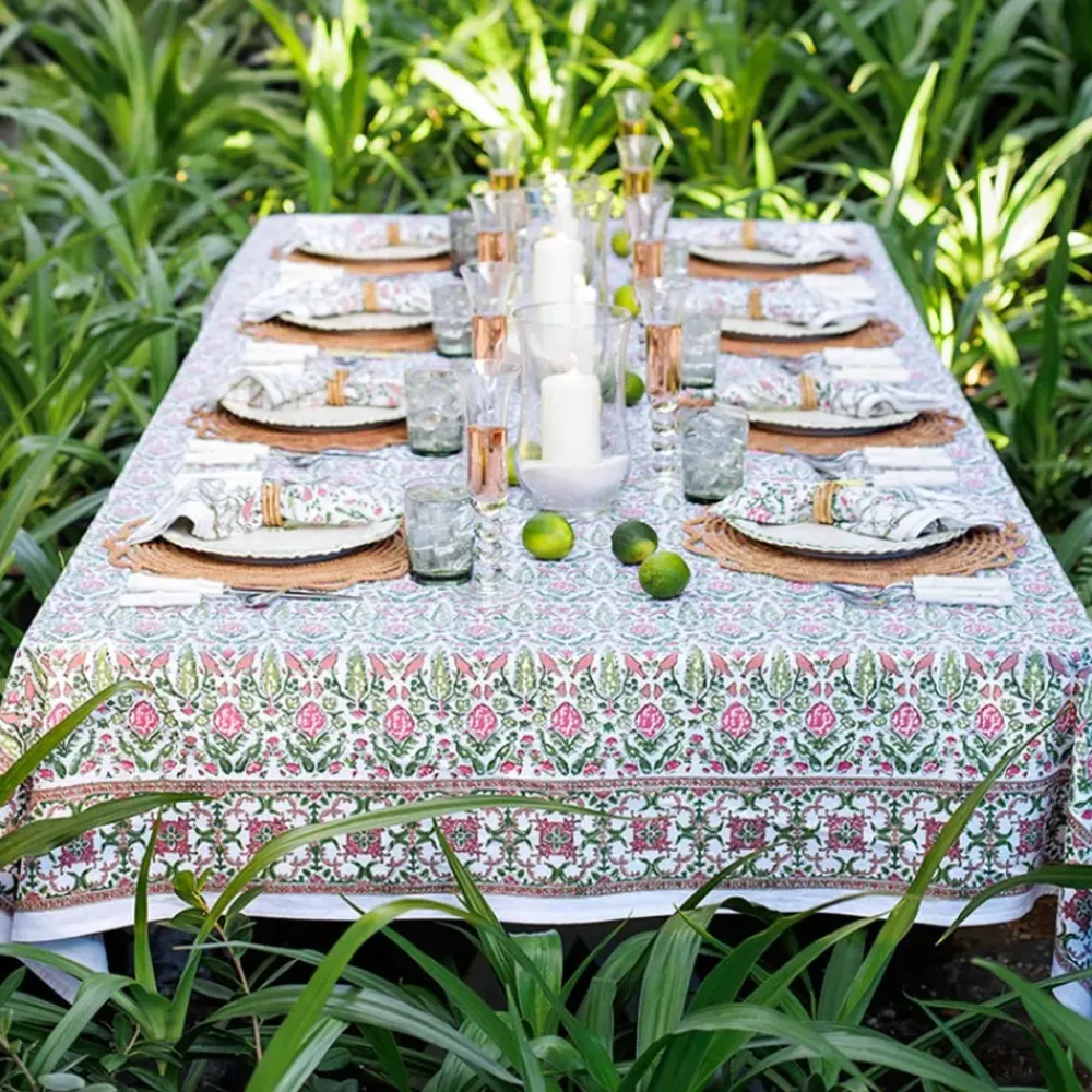 Pomegranate Inc Dove & Cypress Pink & Green Tablecloth