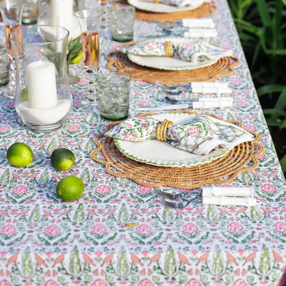 Pomegranate Inc Dove & Cypress Pink & Green Tablecloth