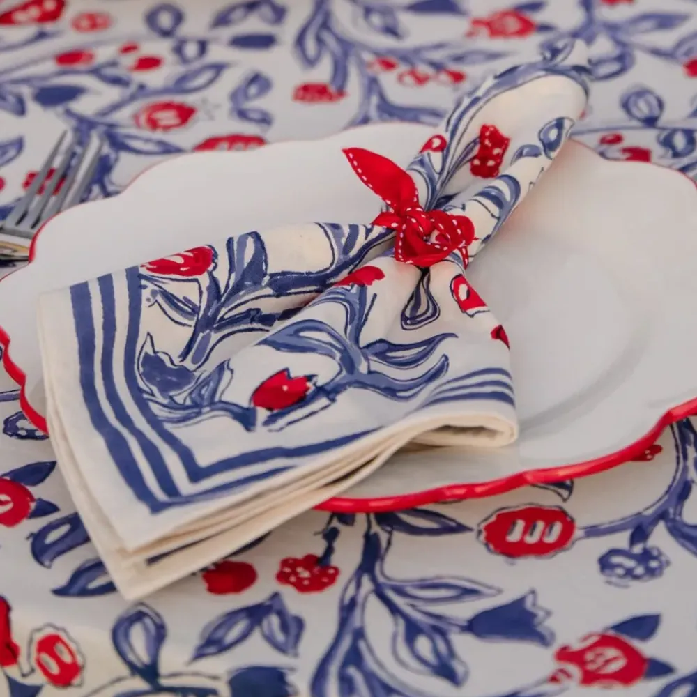 Pomegranate Inc Emma Red & Blue Napkin | Set of 4 Clearance