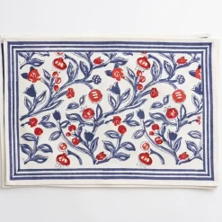 Pomegranate Inc Emma Red & Blue Placemat | Set of 4 New