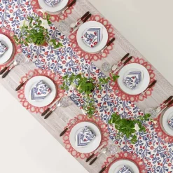 Pomegranate Inc Emma Red & Blue Table Runner Hot