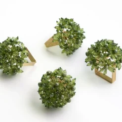 Pomegranate Inc Fern Bouquet Beaded Napkin Ring | Set of 4 Sale